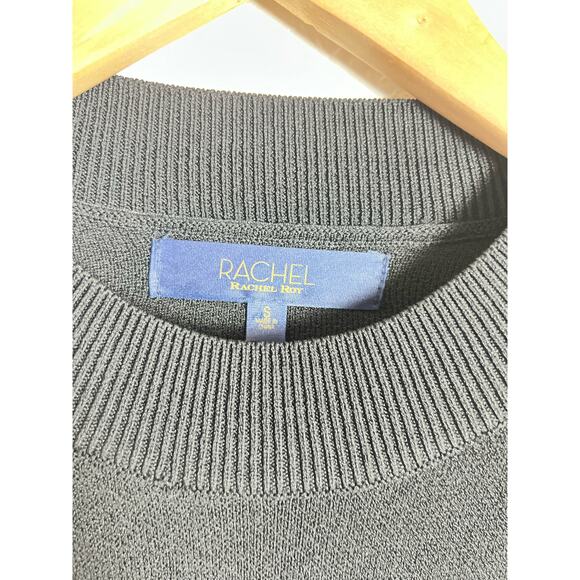 Rachel Roy Black Long Sleeve Open Back  Knit Ribbed Long Sleeve Sheath Dress S - Picture 7 of 9